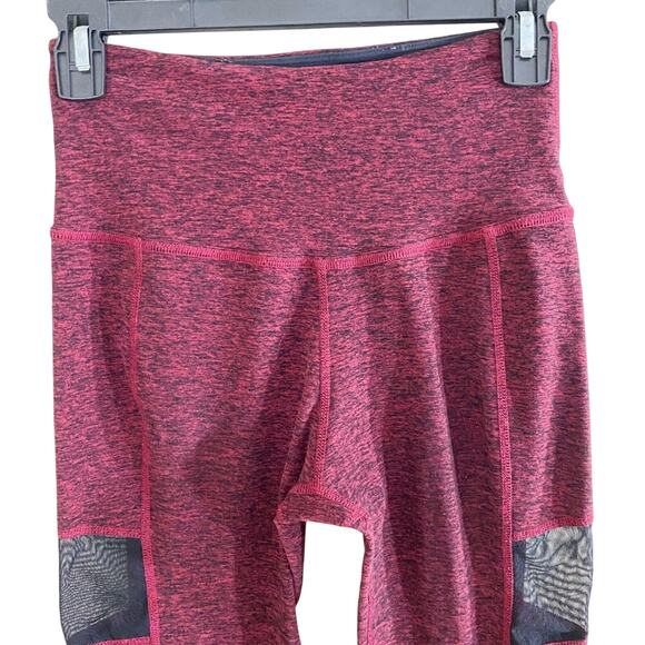 Beyond Yoga Maroon Space Dye Leggings w Mesh Panel Women's Size Small Mid Rise - Picture 2 of 7